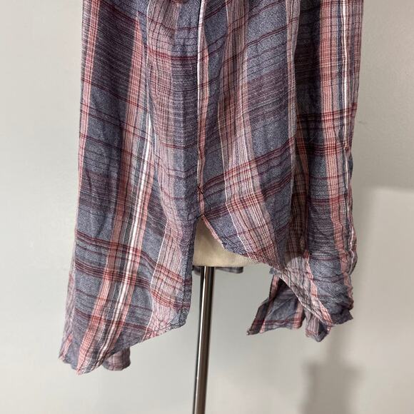 BDG Urban Outfitters Melanie Oversized Plaid Button Down Tie Front Top Sz M - Picture 5 of 11
